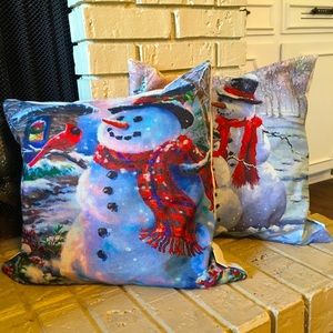 Two Snowmen decorative pillow cases only.
